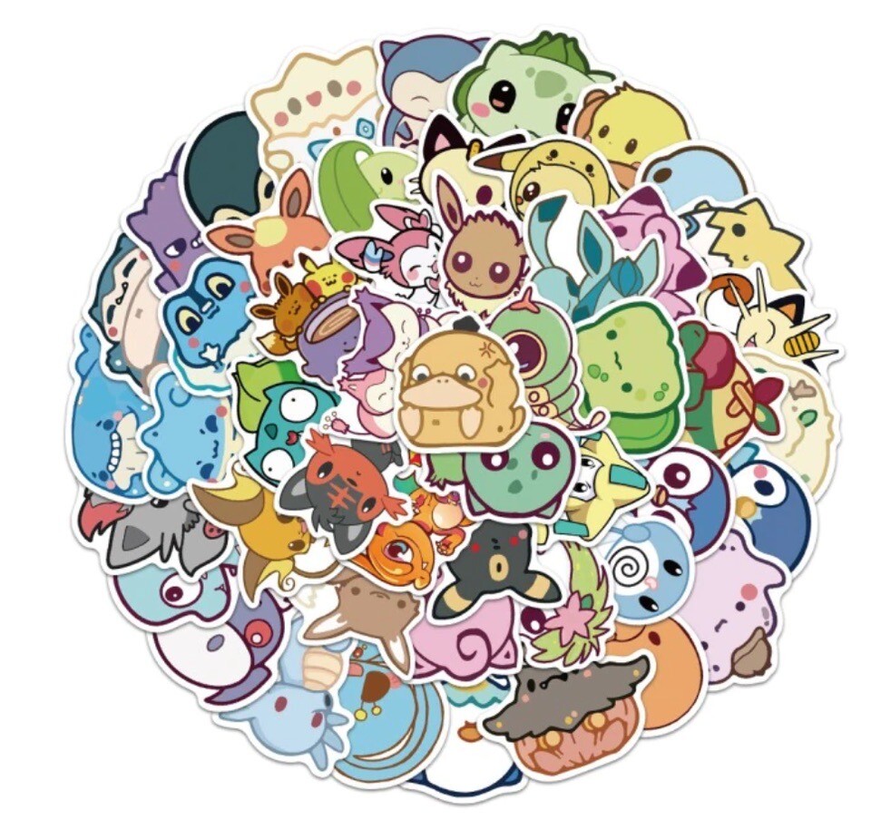 Pokemon Cute Kawaii Chibi Laptop Waterproof Stickers |50 Stickers|