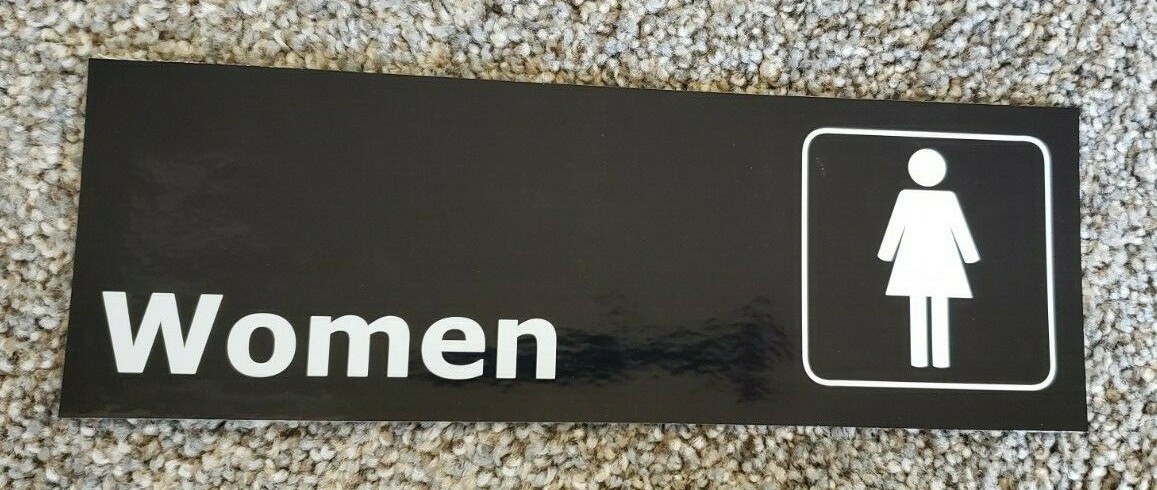 WOMENS ROOM Sticker Sign 9×3 inch MADE IN USA not CORPORATE Door Restroom