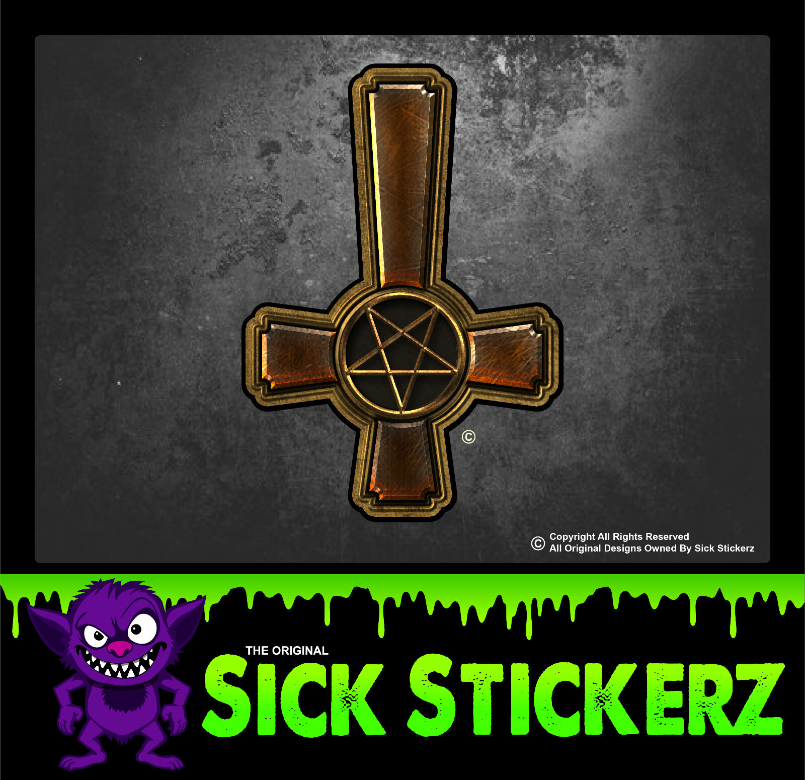 Upside Down Cross Pentagram Sticker Window Decal Satan Hell Devil Emo Goth Evil