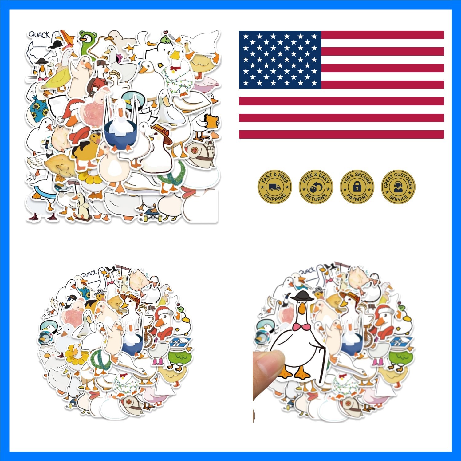 Cute Duck Stickers for Kids Teens Adults, Funny Cartoon Duck Stickers for Scr…