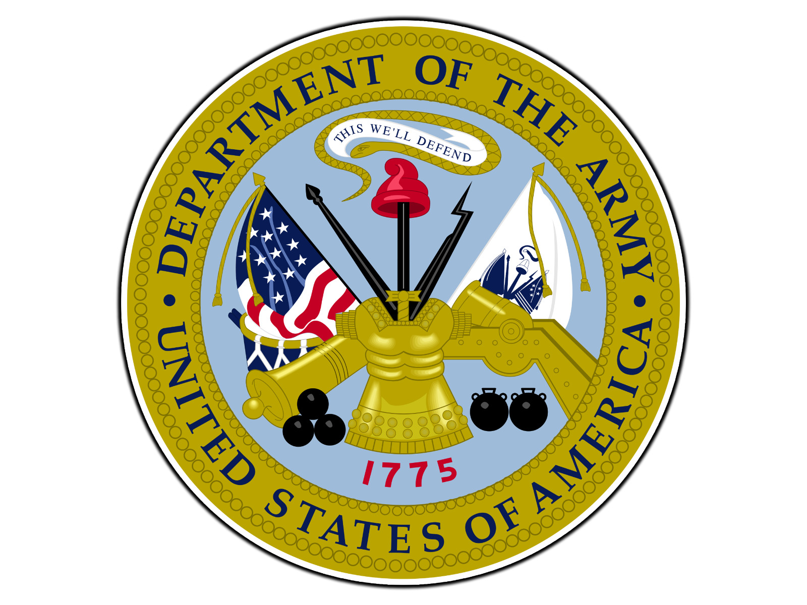 Department Of The Army 1775 Emblem Insignia Sticker Waterproof Vinyl