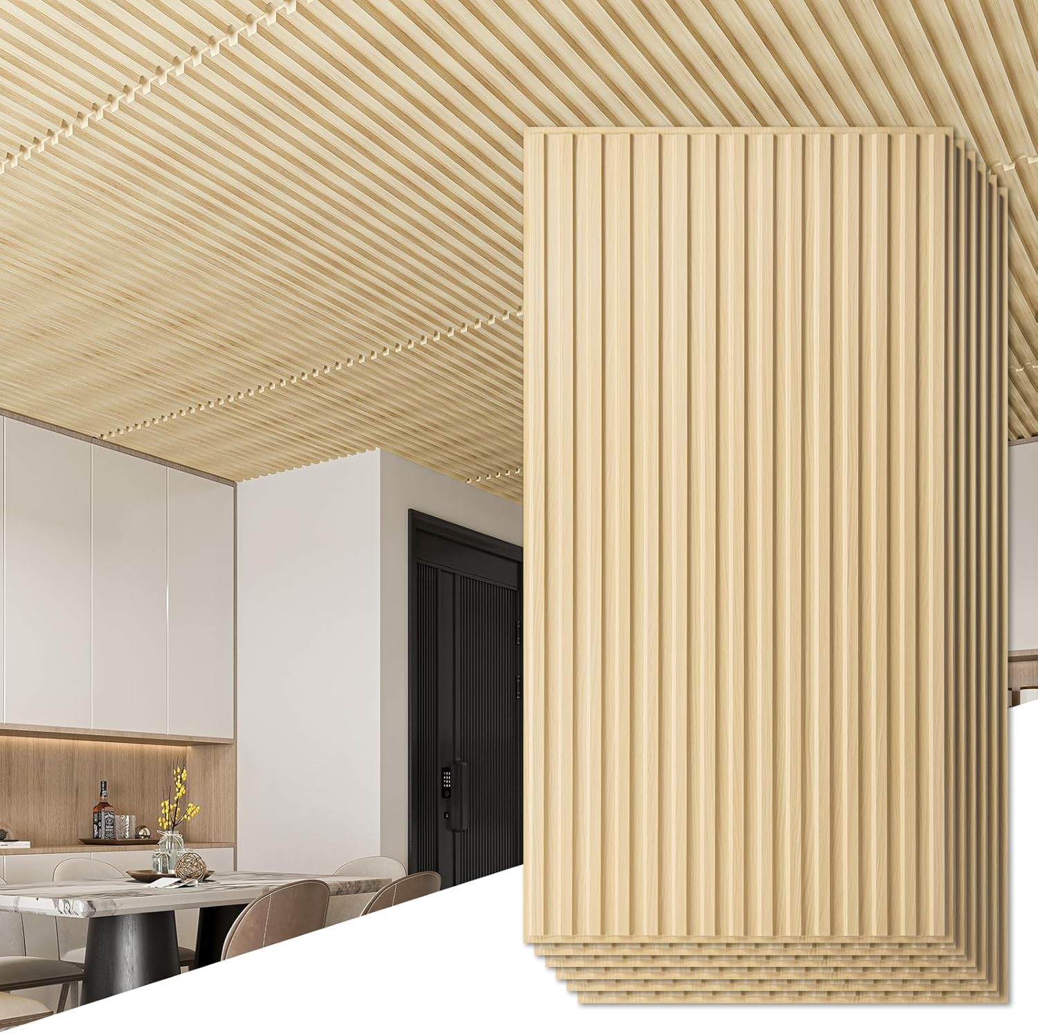 Transform Your Walls & Ceilings with 6 Slat Design 3D Panels – Oak Finish