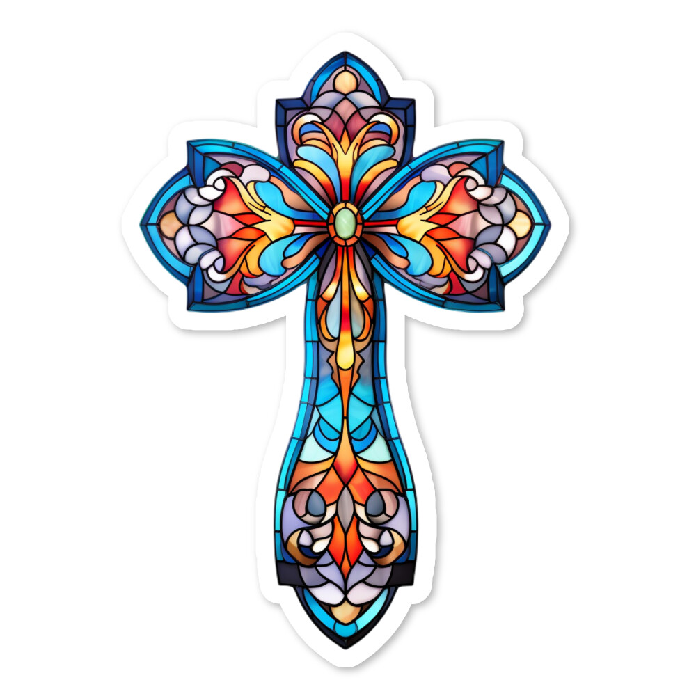 Christian Cross Vinyl Sticker, Water Resistant, Laptop, Water Bottle, Scrapbook
