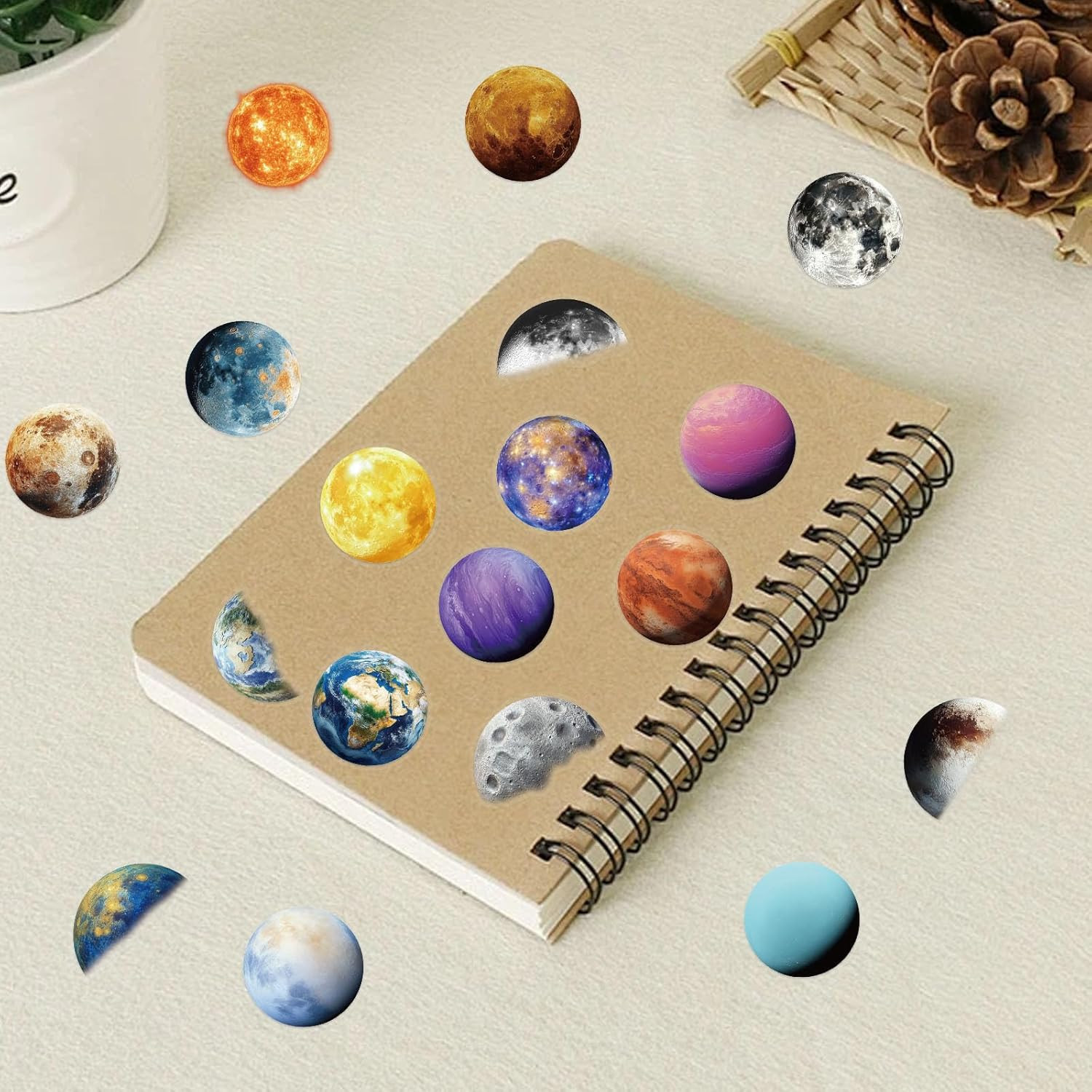 50 Pcs Transparent Astronomy Sticker,Cartoon Celestial PET Decals Set Laptop Sti