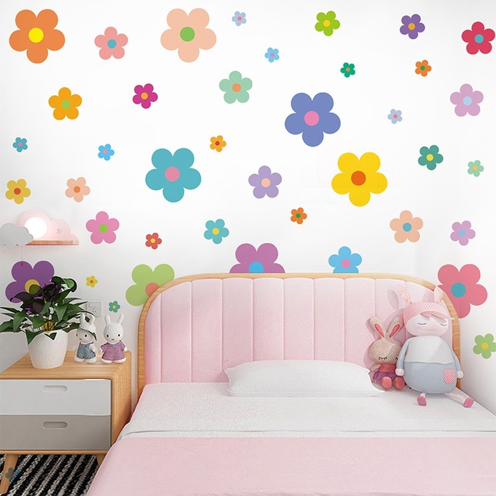 Contemporary Flower Wall Stickers PVC for For childrens Bedroom 20x30cm Set