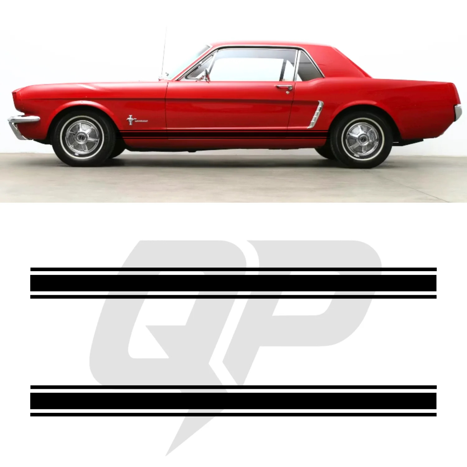Compatible With Ford Mustang Classic Triple Side Stripe Decals – 3-Stripe Rocker