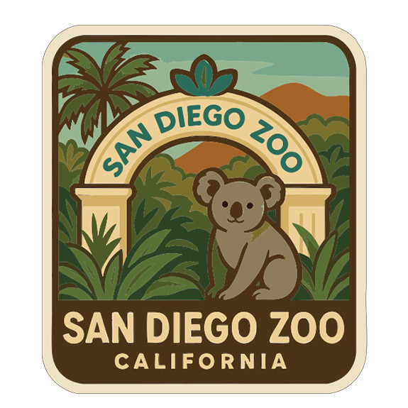 San Diego Zoo California Sticker Decal Vinyl Die-Cut Symbolic Landmark Design