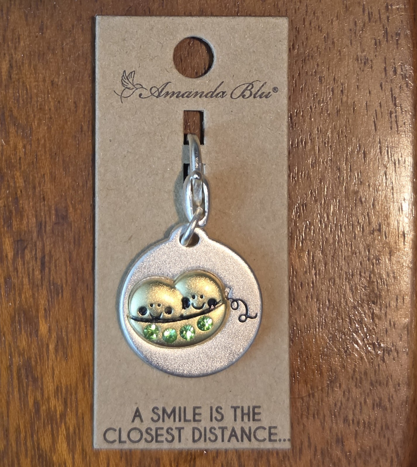 NEW Amanda Blu PEA PODS Charm A SMILE CLOSES THE DISTANCE BETWEEN Rhinestones