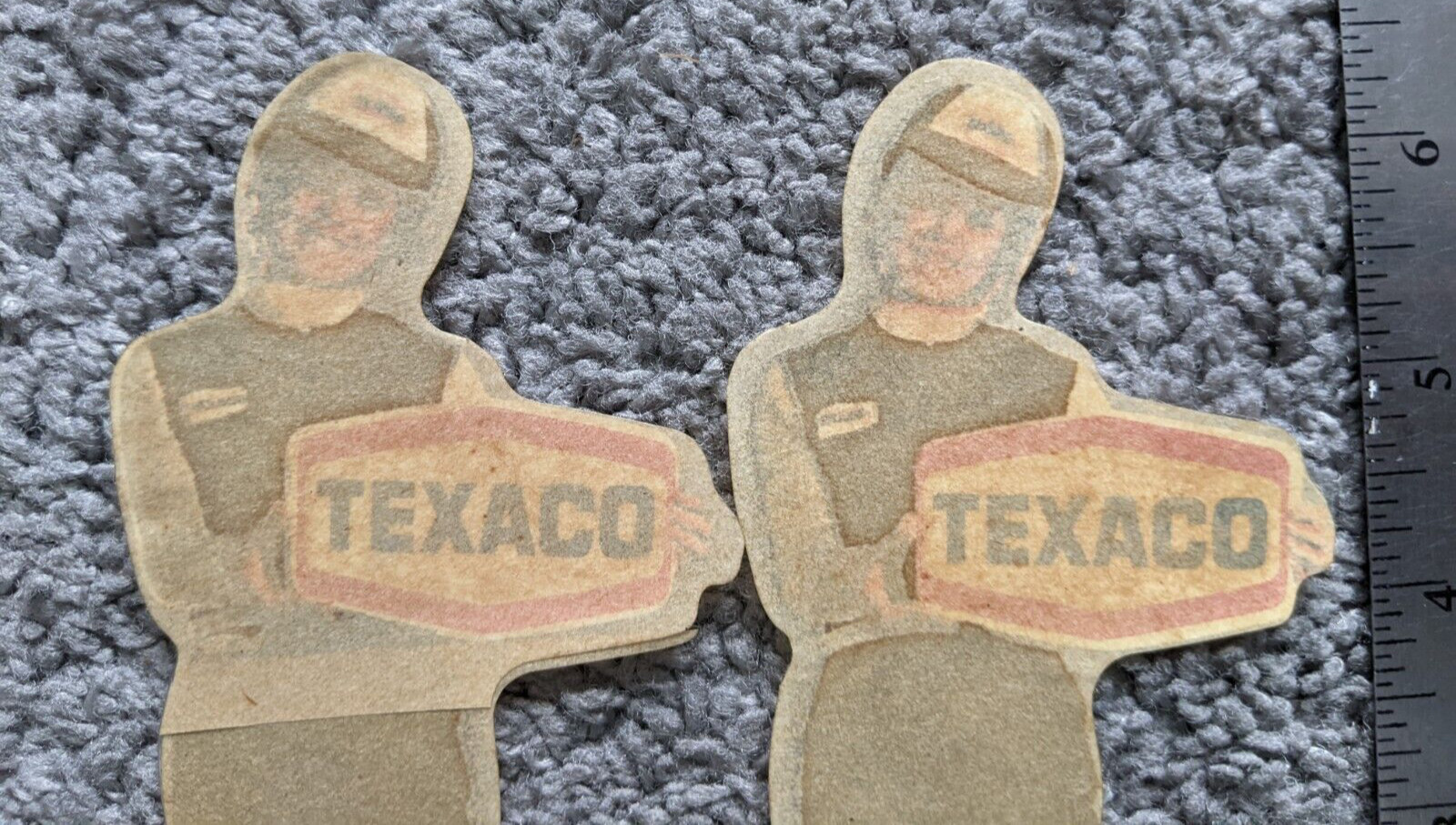 VTG RARE 2x 1960s TEXACO GAS STATION ATTENDANT WINDOW STICKER 7" ORIGINAL UNUSED