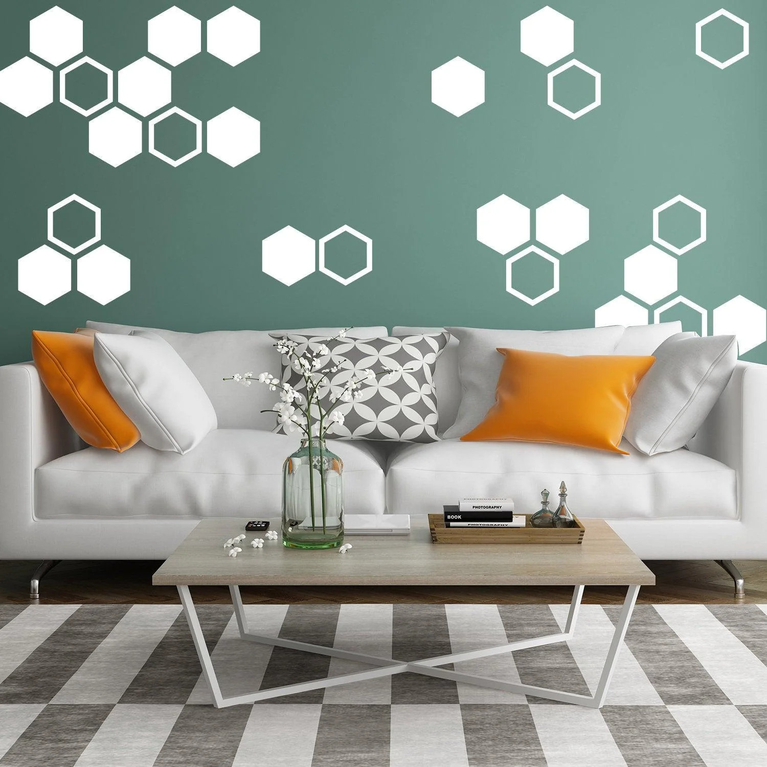 50x Honeycomb Wall Decals Decor – Geometric Hexagon Sticker For Bedroom Living