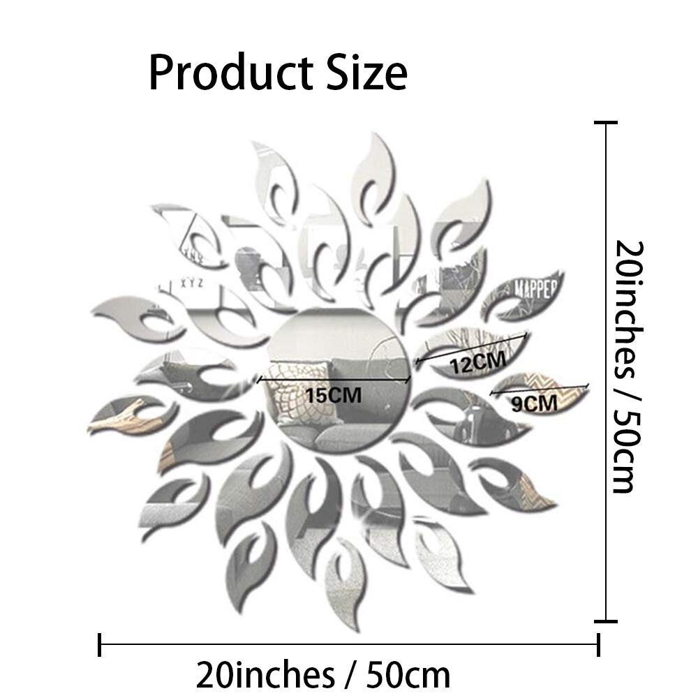 2 x Sunflower Mirror Wall Stickers Decor Acrylic DIY Self-Adhesive Wall 🔥NEW🔥