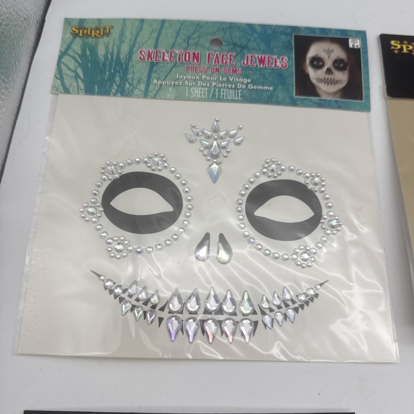 Lot Of 6 Spirit Halloween: Face Decals! Brand New! Fox, skeleton, witch, vampire
