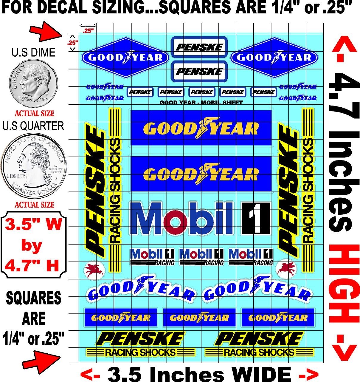 White Vinyl Sticker Sheet Penske-R/C MODEL Decal 1/24-1/16 Scale DIE-CUT kyosho