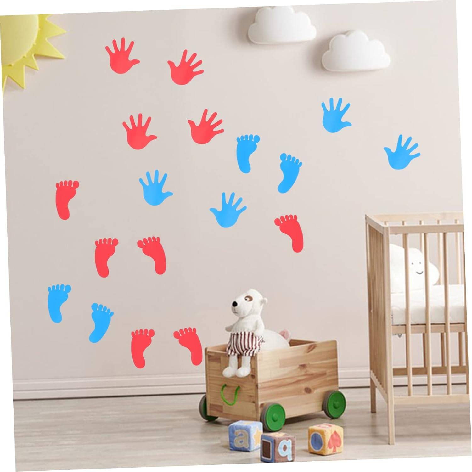 40-Piece Footprint & Handprint Sticker Set, Removable Floor Decals for Interacti