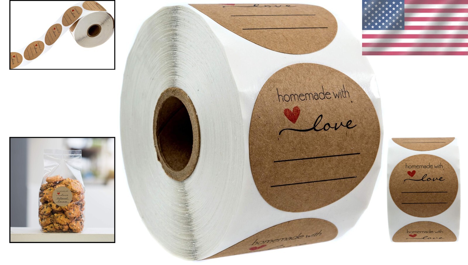2" Round Kraft Labels with Writable Lines – 500 Homemade with Love Stickers