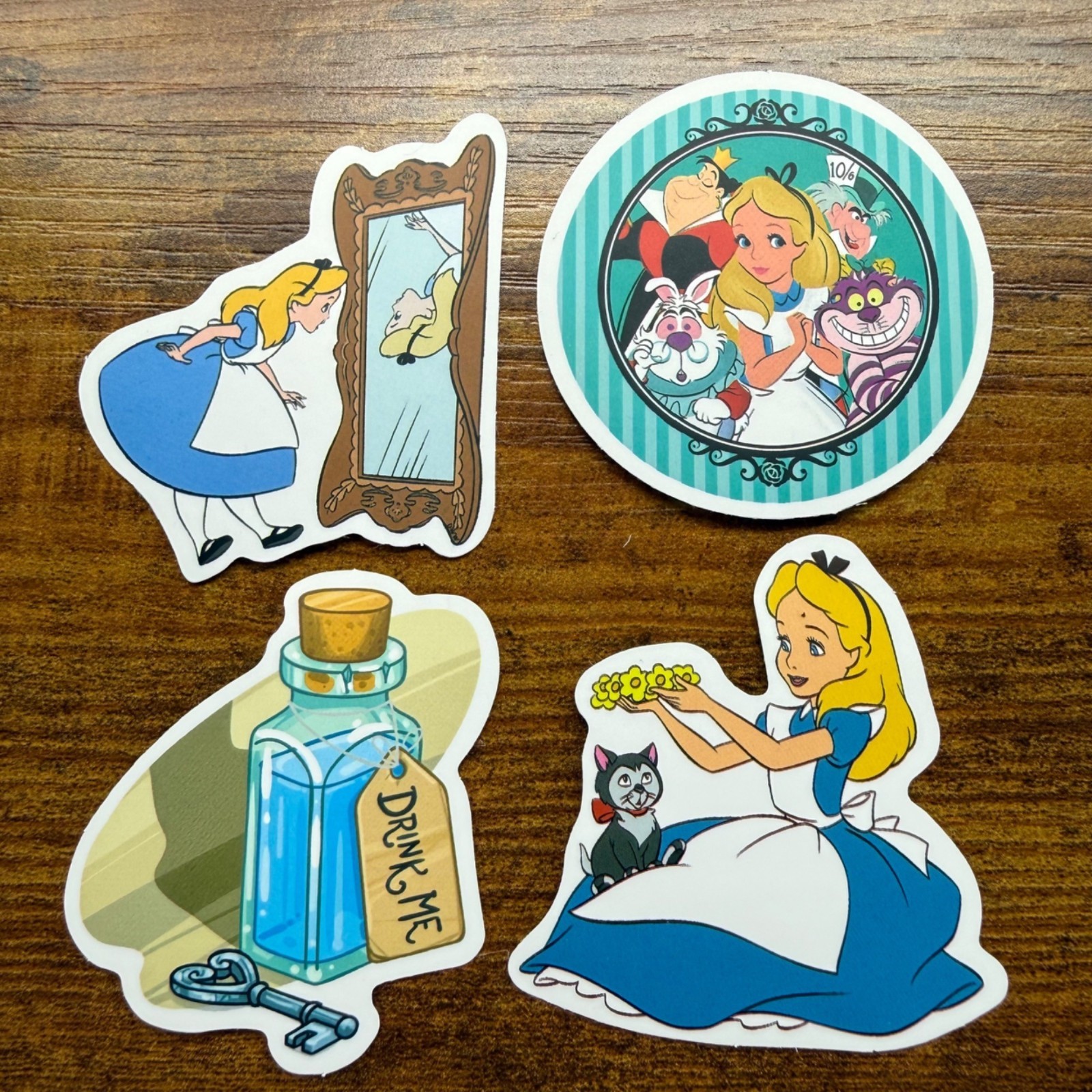4 Stickers Disney Alice in Wonderland Vinyl Decal Laptop Phone Bottle Scrapbook