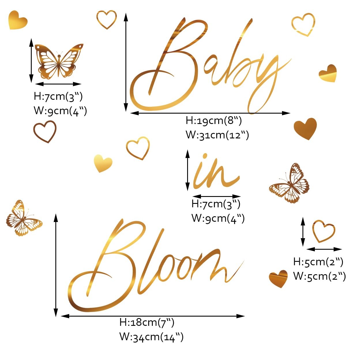 Baby Shower Party Decal Sign Baby in Bloom Gold Gender Reveal Neutral Girl or…