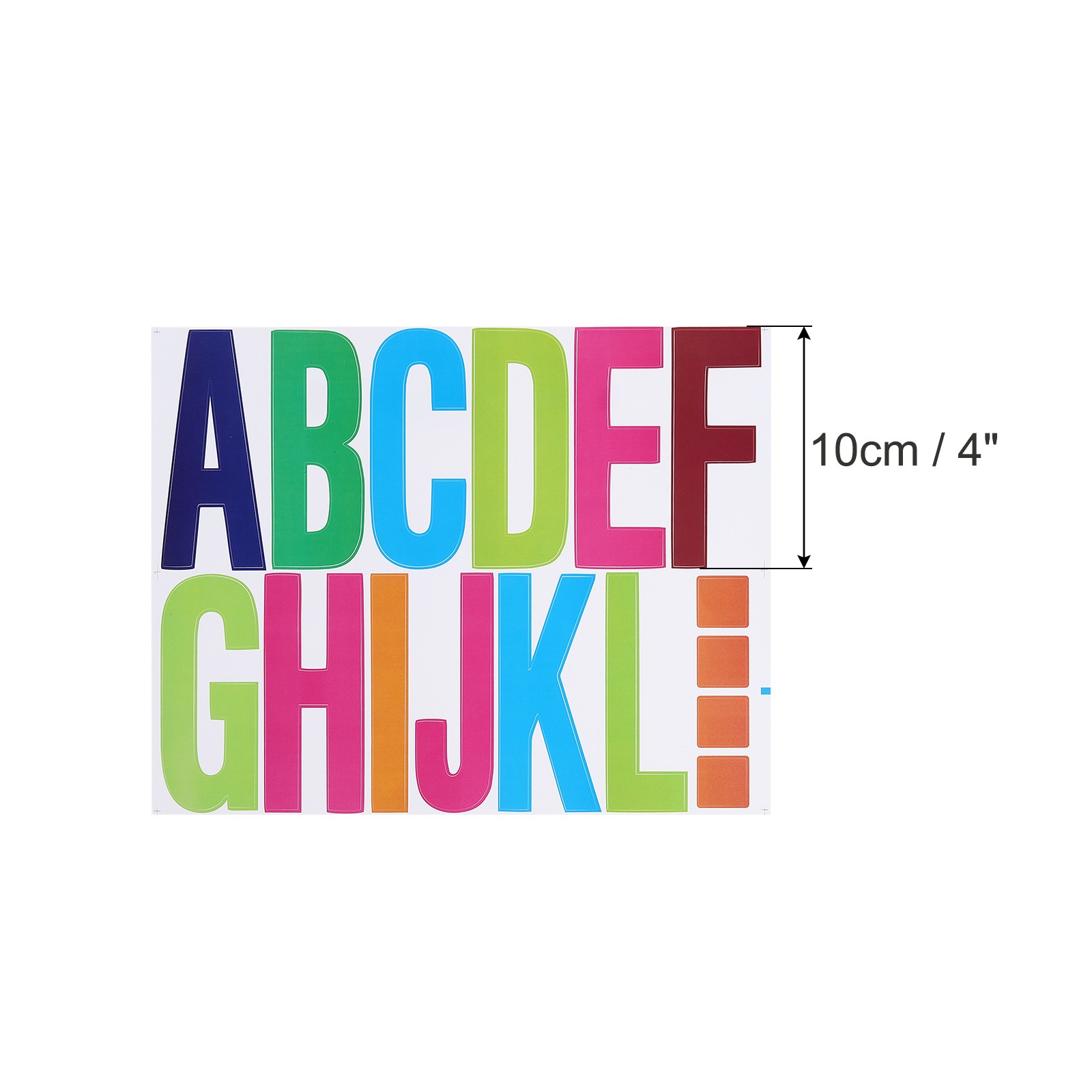 Letters Numbers Kit 4 Inch, 8 Sheet Adhesive Alphabet Number Sticker, Colorful