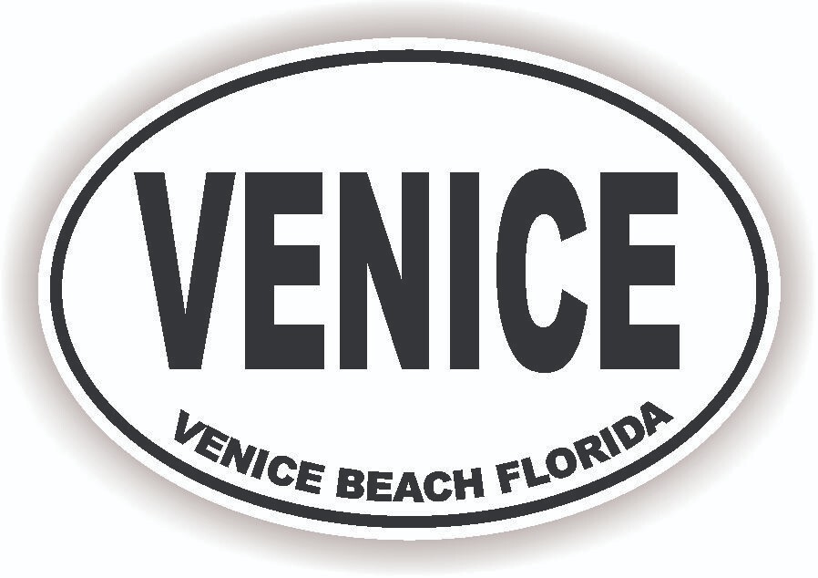 Venice Beach Florida PCB Oval Bumper Sticker Helmet Sticker Euro Oval USA