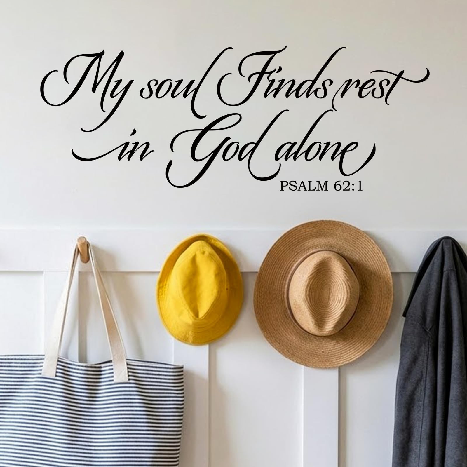 Bible Verse Wall Decal, Psalm 62:1, Black, Vinyl, Typographic, Rectangular, I…