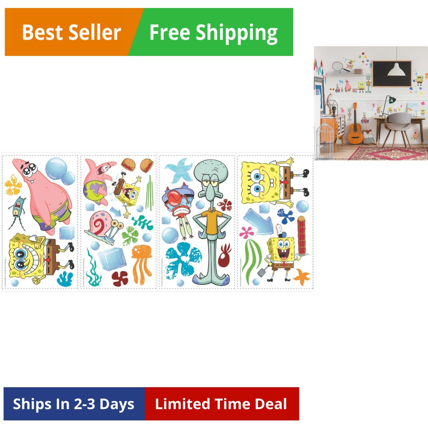 Spongebob Squarepants Peel and Stick Wall Decals