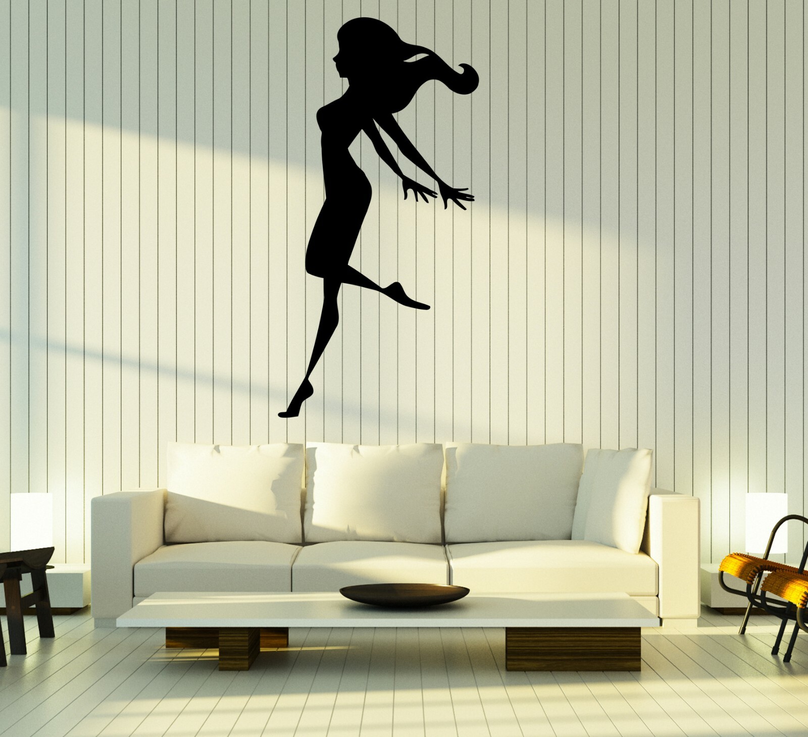 Wall Decal Girl Beautiful Silhouette Shadow Vinyl Sticker (ed1750)