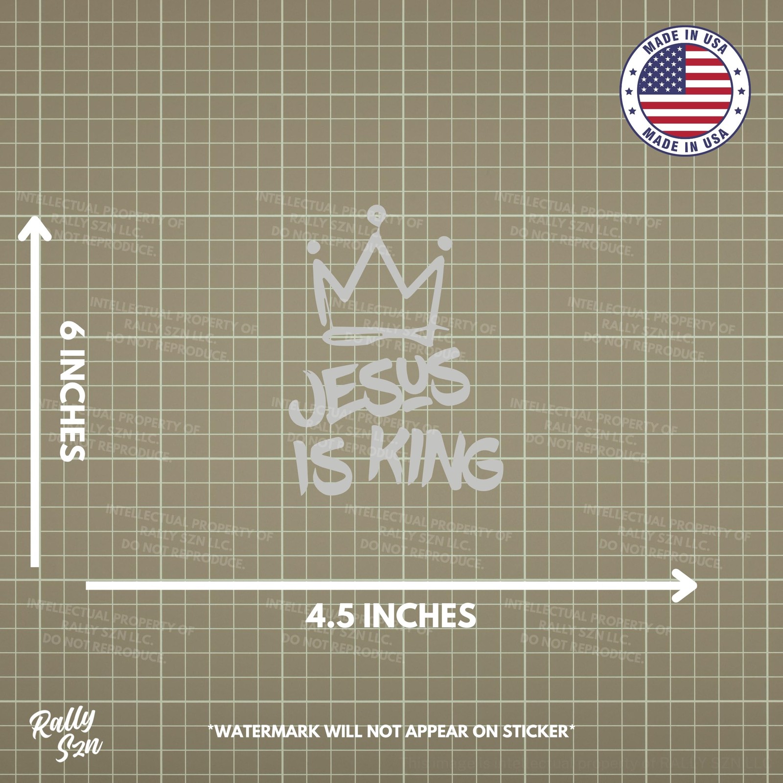 Jesus Cross Car Vinyl Decal Bumper Sticker Weather Resistant, Metallic Silver