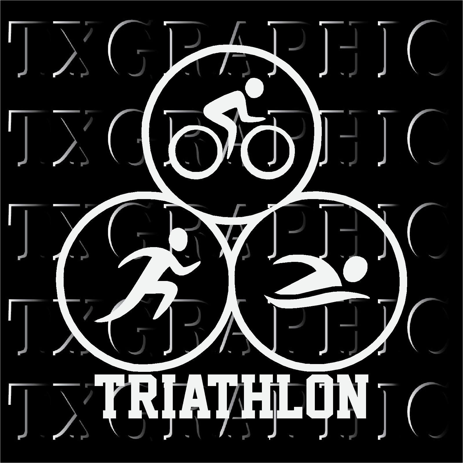 Triathlon Logo Decal Sticker Cycling Swim Run Bike in Circle with Lettering