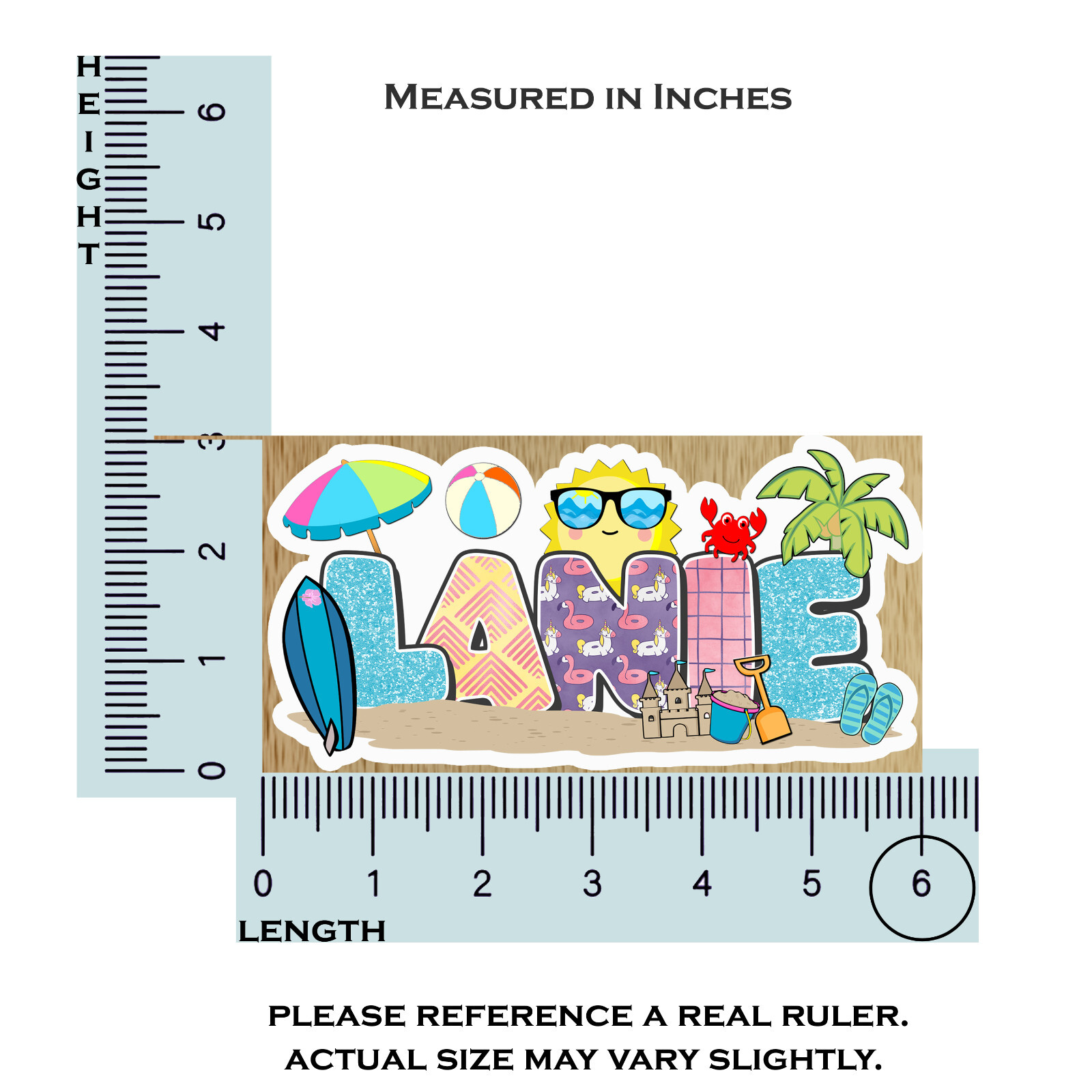 Custom Name Stickers • Waterproof Vinyl • Beach Theme • Cute Summer Party Gift