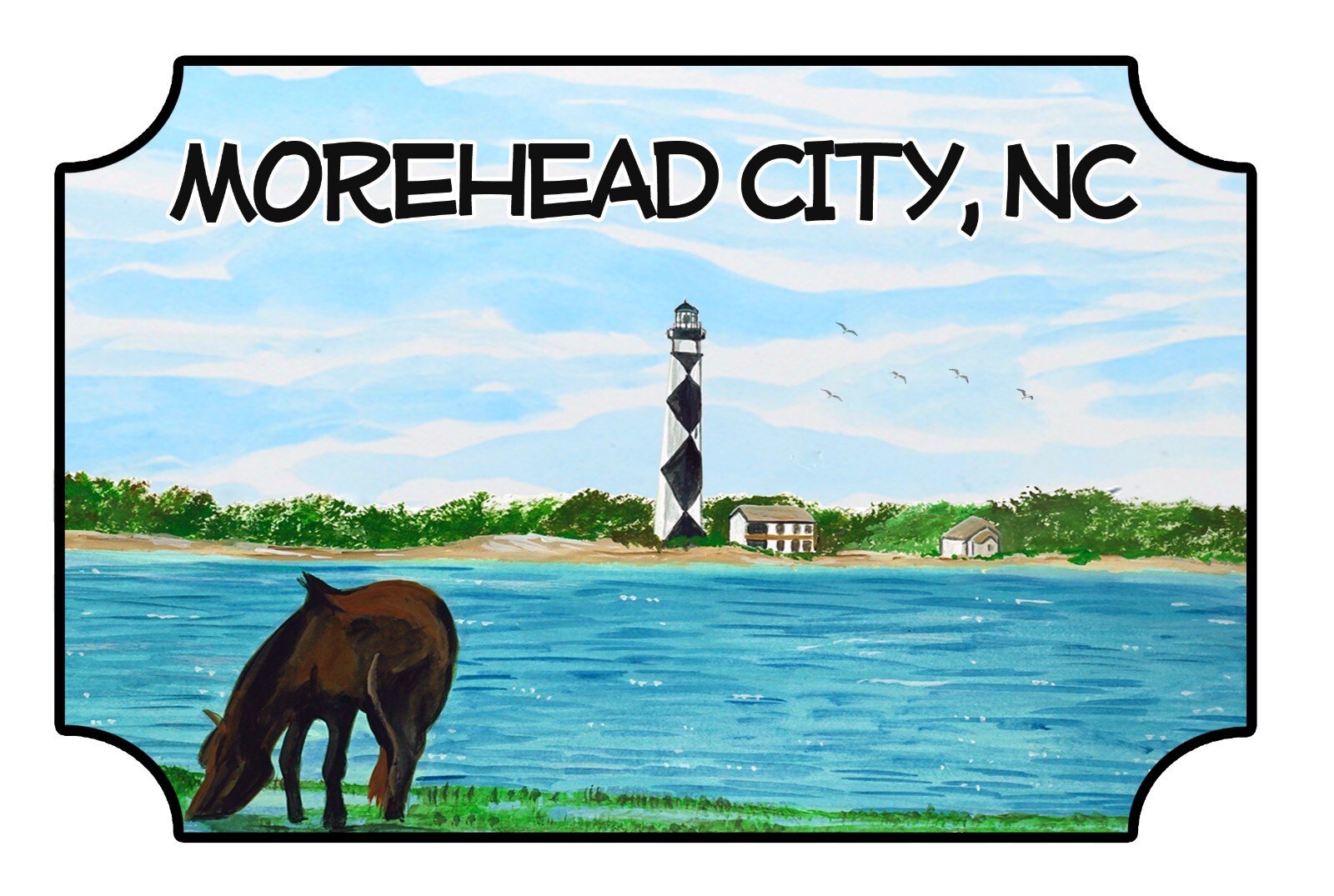 Morehead City NC Cape Lookout Scene High Quality Decal Car Truck Boat Cup Cooler