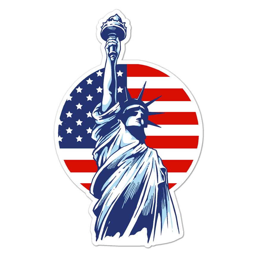 Statue Of Liberty Flag, Vinyl Decal Sticker, Indoor Outdoor, 3 Sizes, #8918