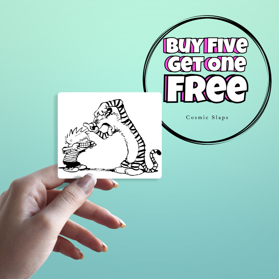 Funny Faces Sticker: Calvin & Hobbes Silly Expressions Waterproof Sticker