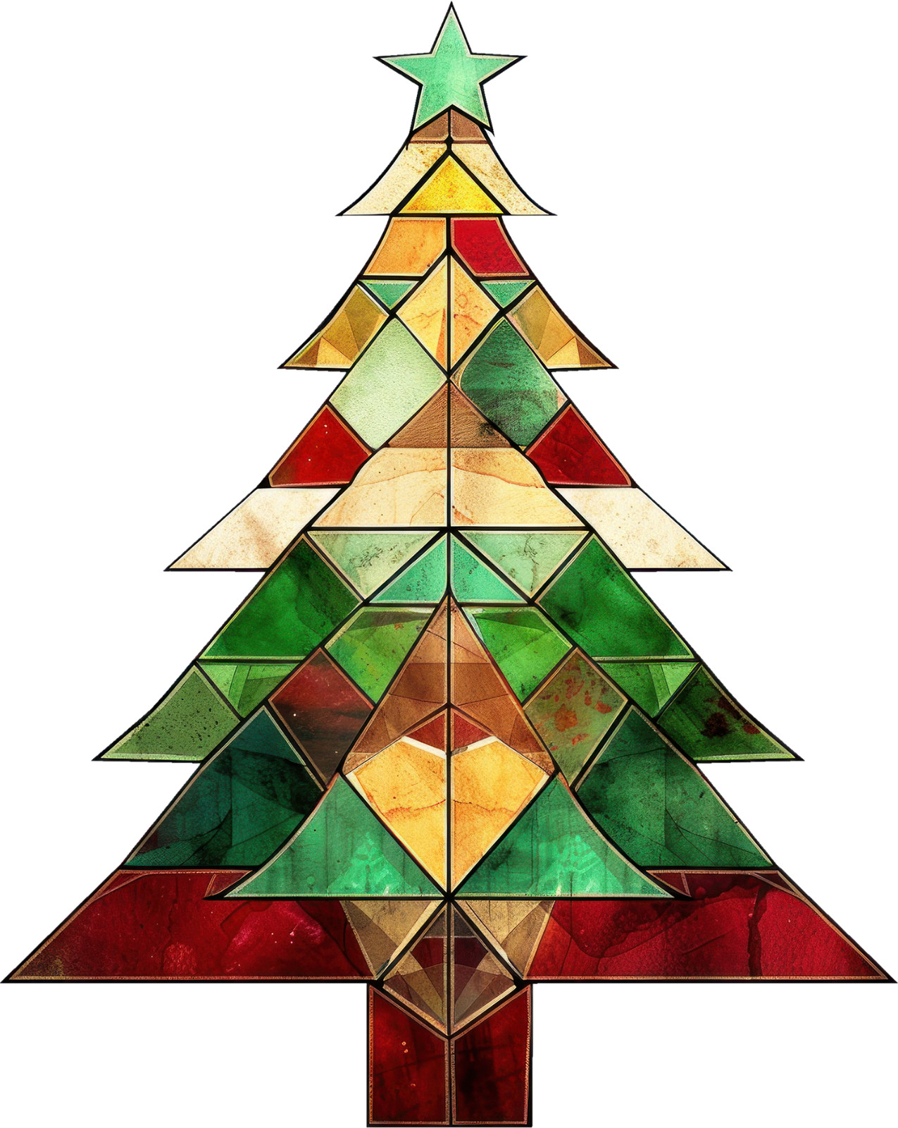 Christmas Tree Stained Glass Wall Decal Sticker 18X18cm Large
