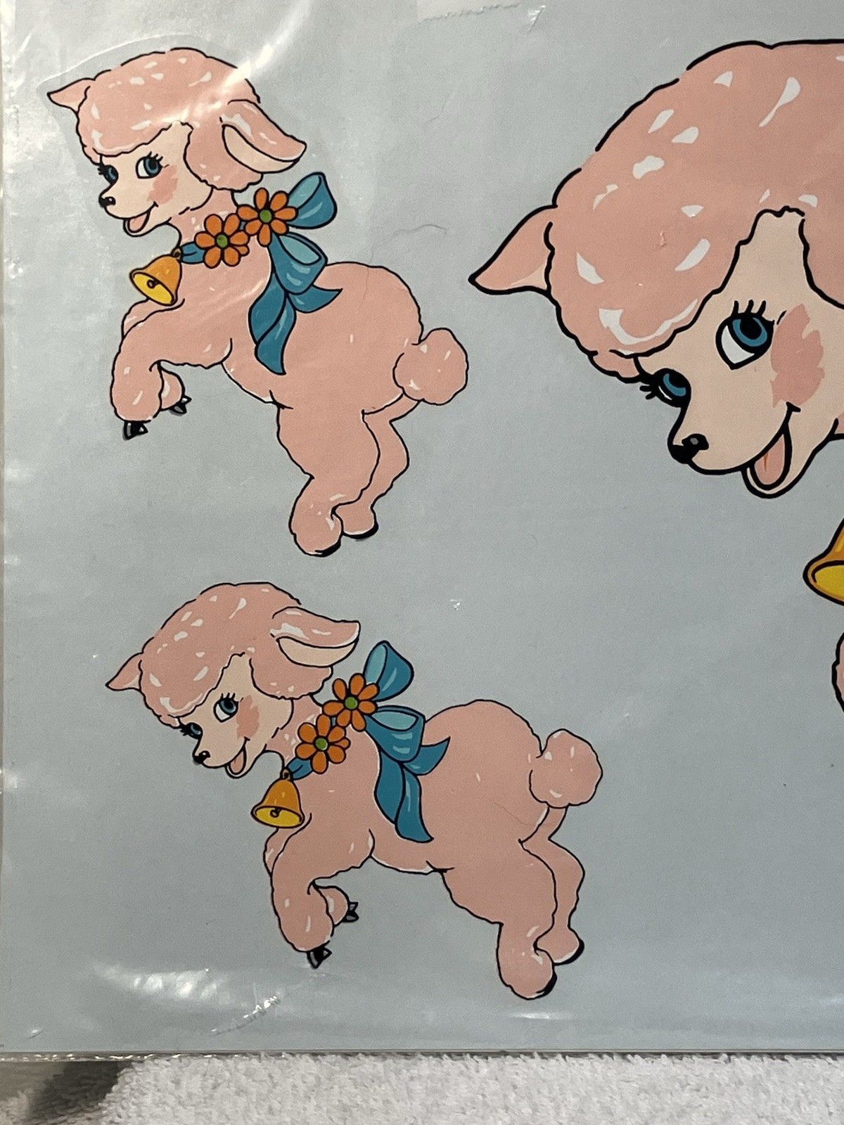Vintage Handpainted Lamb Decals by Decorcal Pink Baby Girl Retro Decoupage B-28