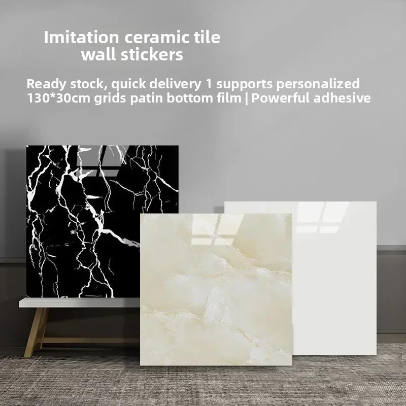 3D Marble Tile Wall Stickers Waterproof Self Adhesive Kitchen Bathroom Decor