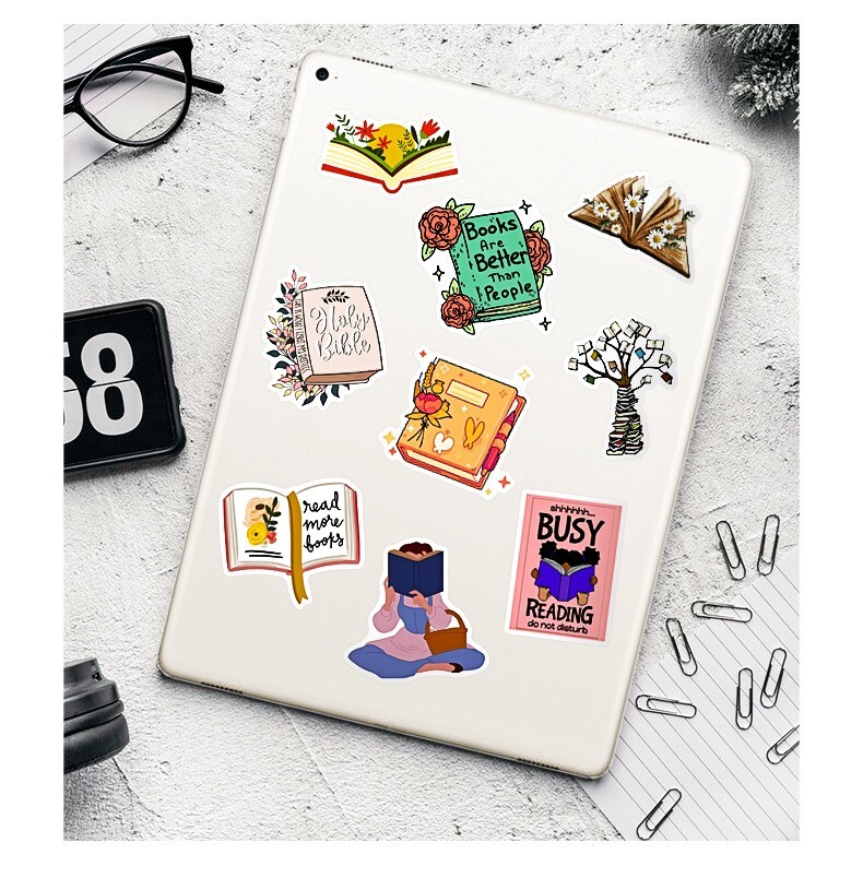 300pcs Book Lover Vinyl Stickers, Love Books, Book Worm, Reading 024252626-1