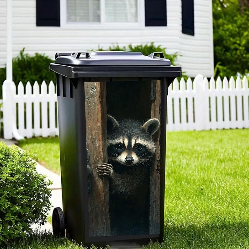 Funny Animal Pattern Trash Can Decal Large Bin Sticker DIY Decor Large Size New