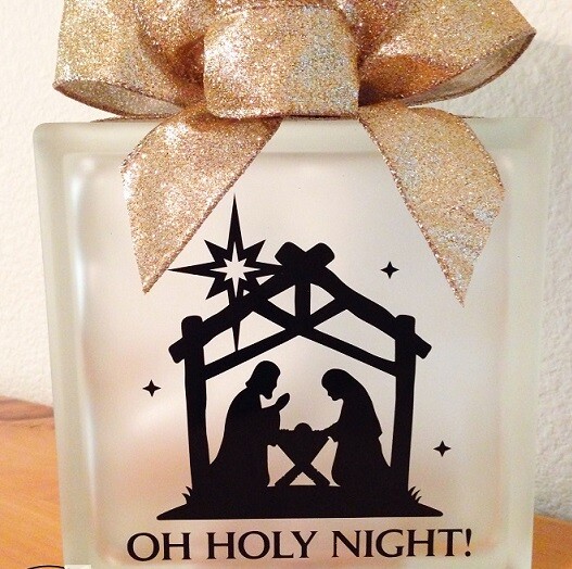 Oh Holy Night Christmas decal sticker for DIY 8" glass block tile