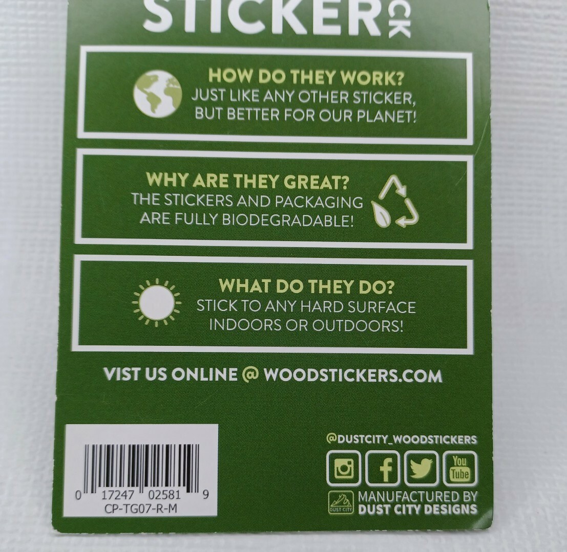 Wood Sticker 2 Pack Decal Bottle Laptop Car USA Made Hiking Outdoors Eco