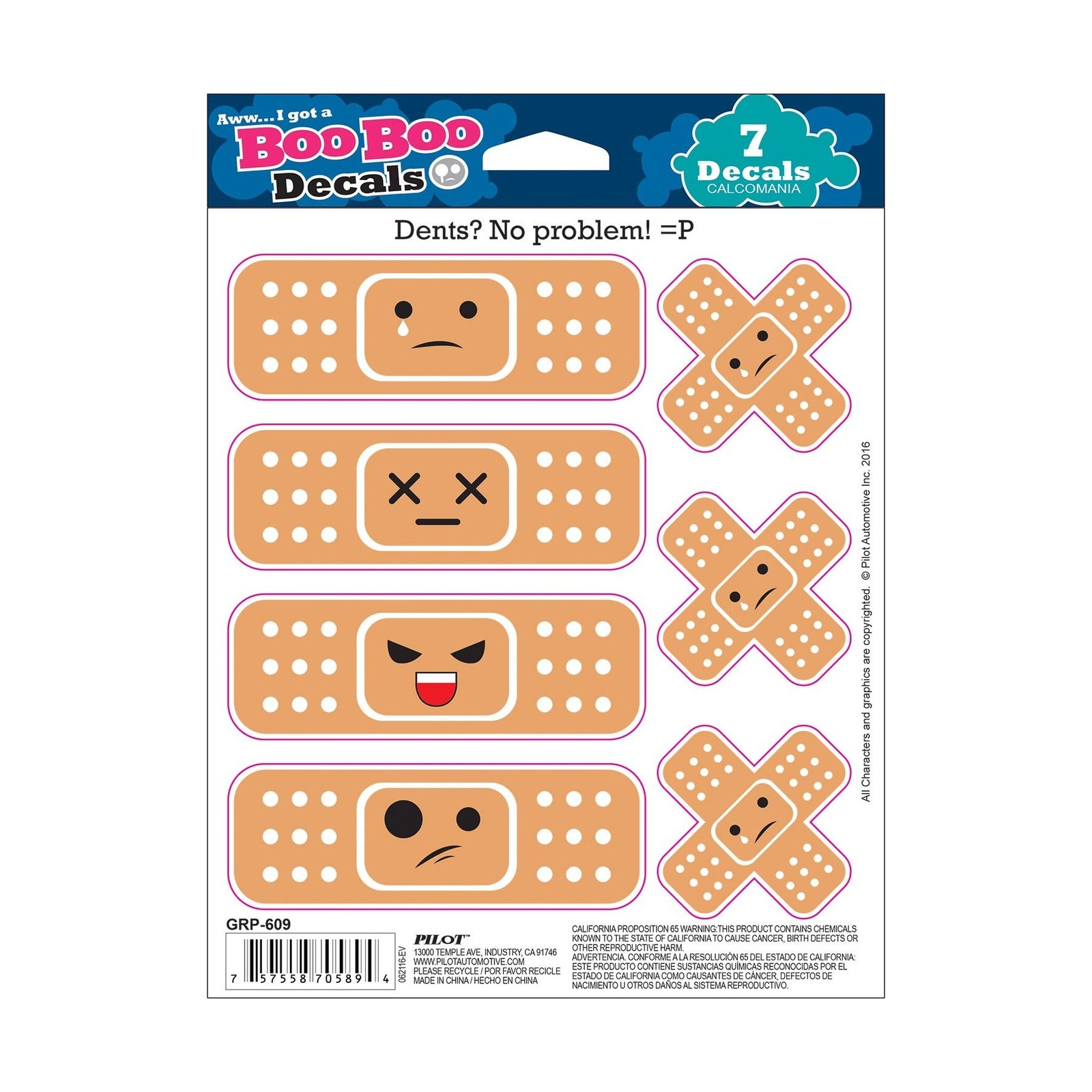 Pilot Automotive GRP-609 Band Aid Faces 6" x 8" Vinyl Decals with UV Protecti…