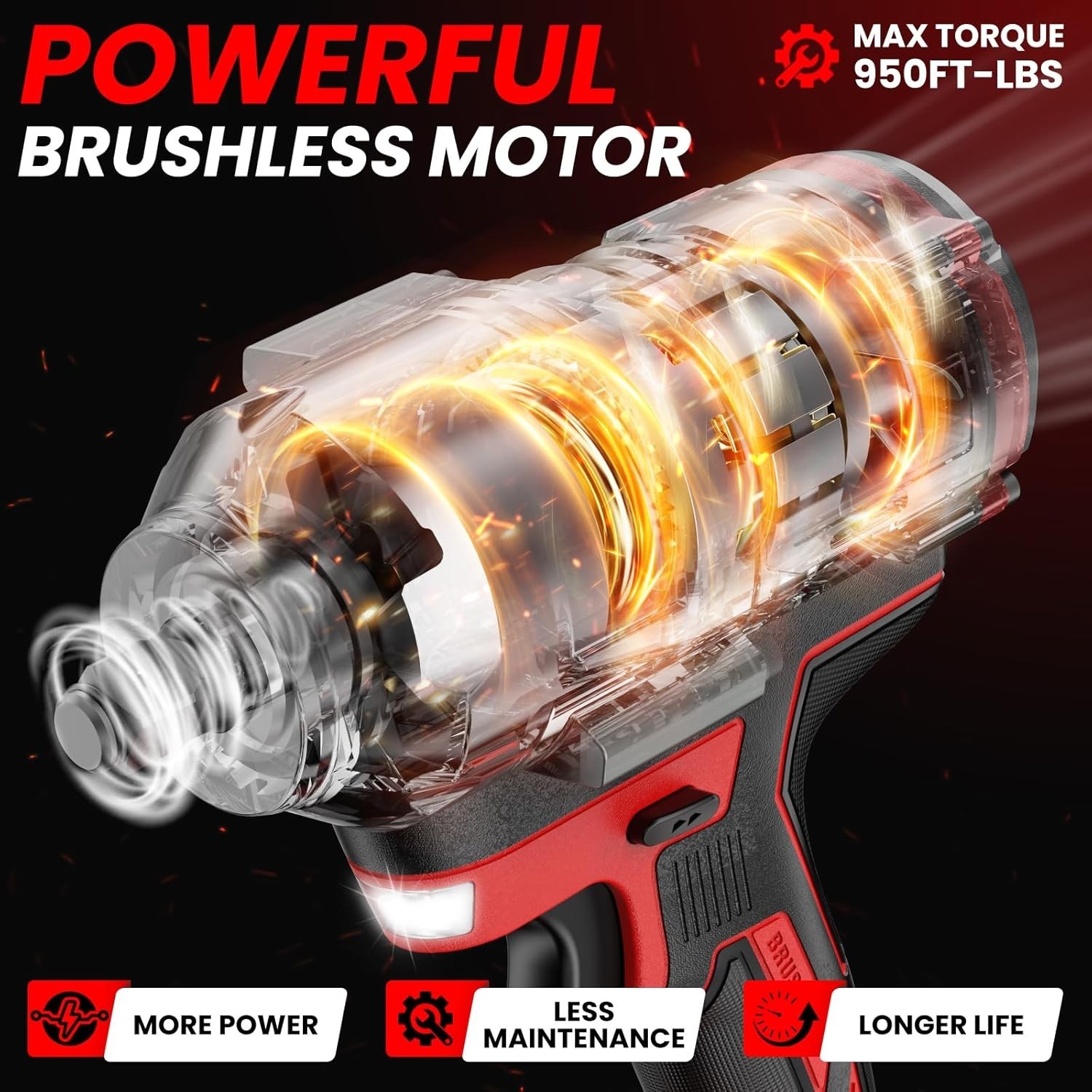 Cordless Impact Wrench 1/2 Inch for Milwaukee 18V Battery, Impact Wrench 1360N.M