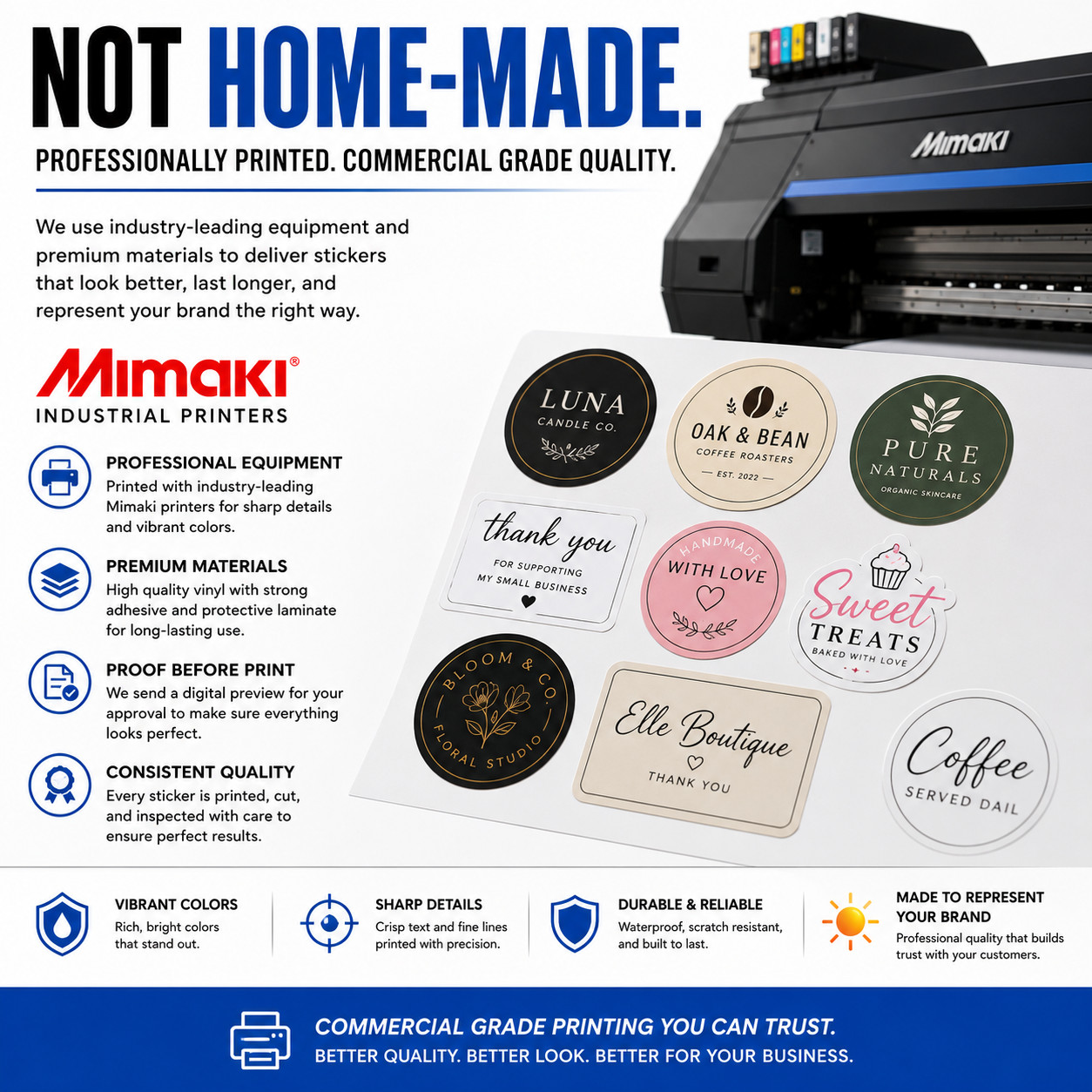 Custom Logo Stickers Matte Vinyl Labels Business Branding Decals 1-6" Bulk
