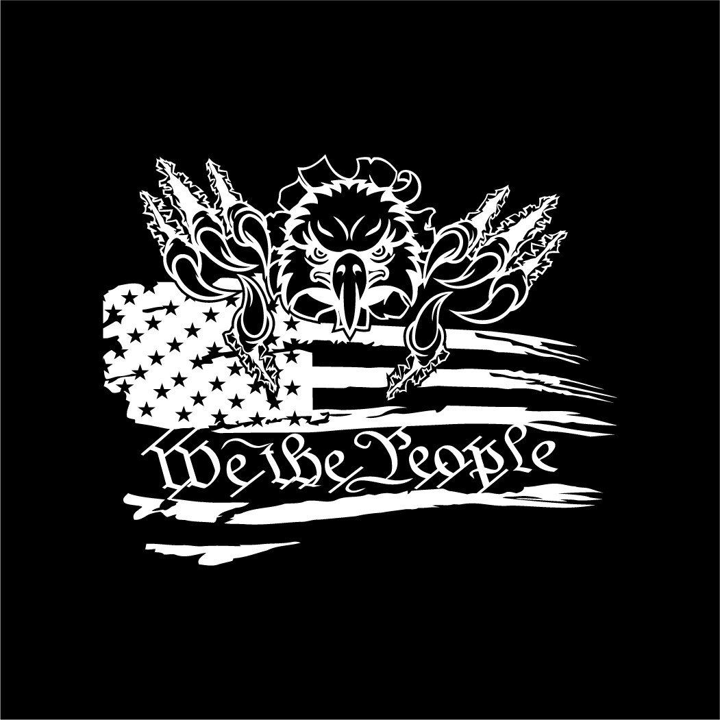 American USA Distressed Flag With Eagle & We The People Automotive Die Cut Decal