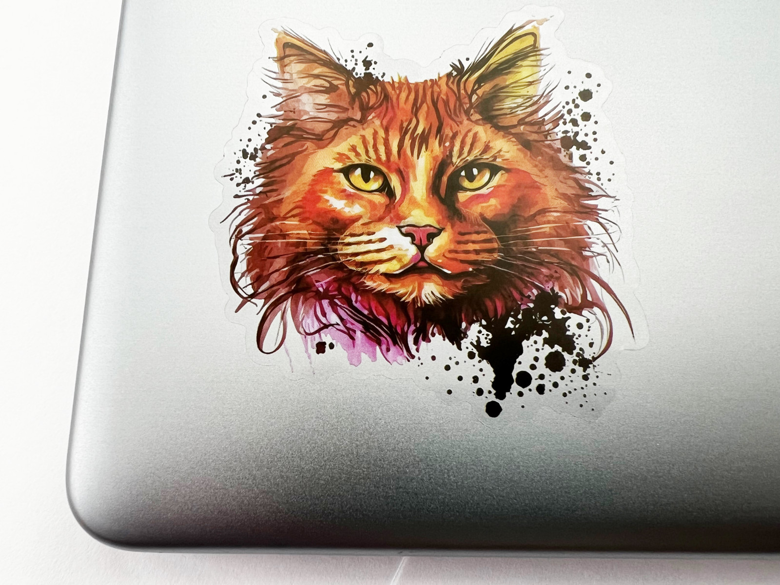Orange Cat Face 3 Inch Transparent Sticker Kitty Eyes Whiskers Decal