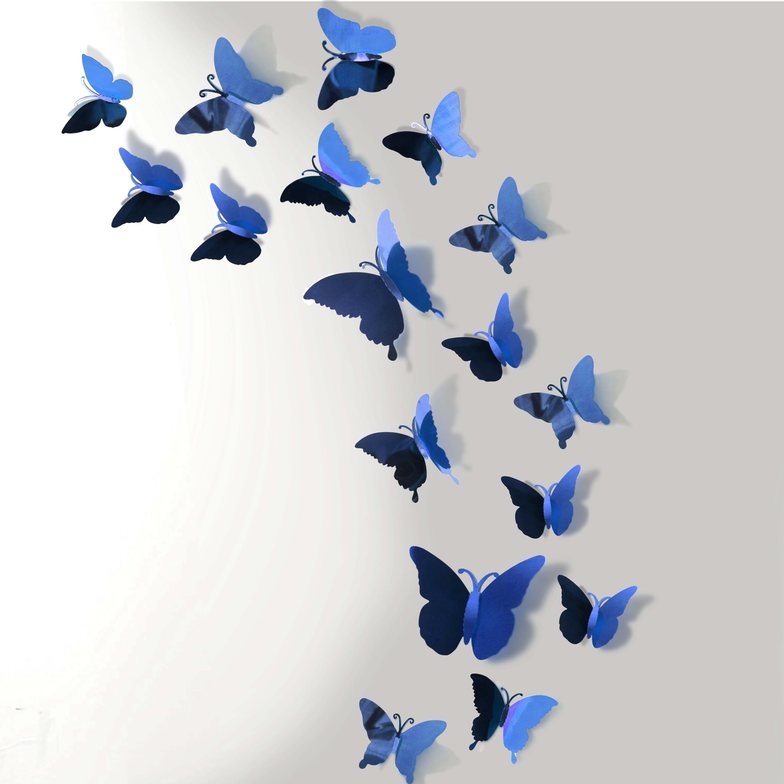 3D DIY Mirror Metallic Butterfly Wall Decor, Dark Blue, 48Pcs 4 Styles 3 Size…