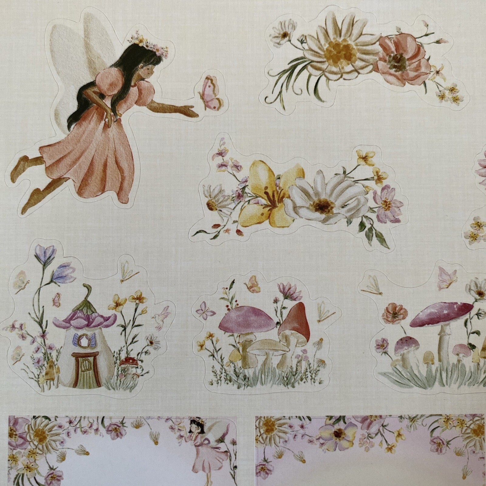 Garden Fairies Flowers Butterfly Spring Fairy House Mushrooms Beautiful Stickers