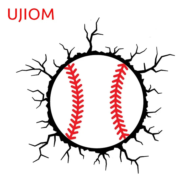 UJIOM 13cm Baseball Crack 3D Wall Sticker Sunscreen Vinyl Decal Creativite