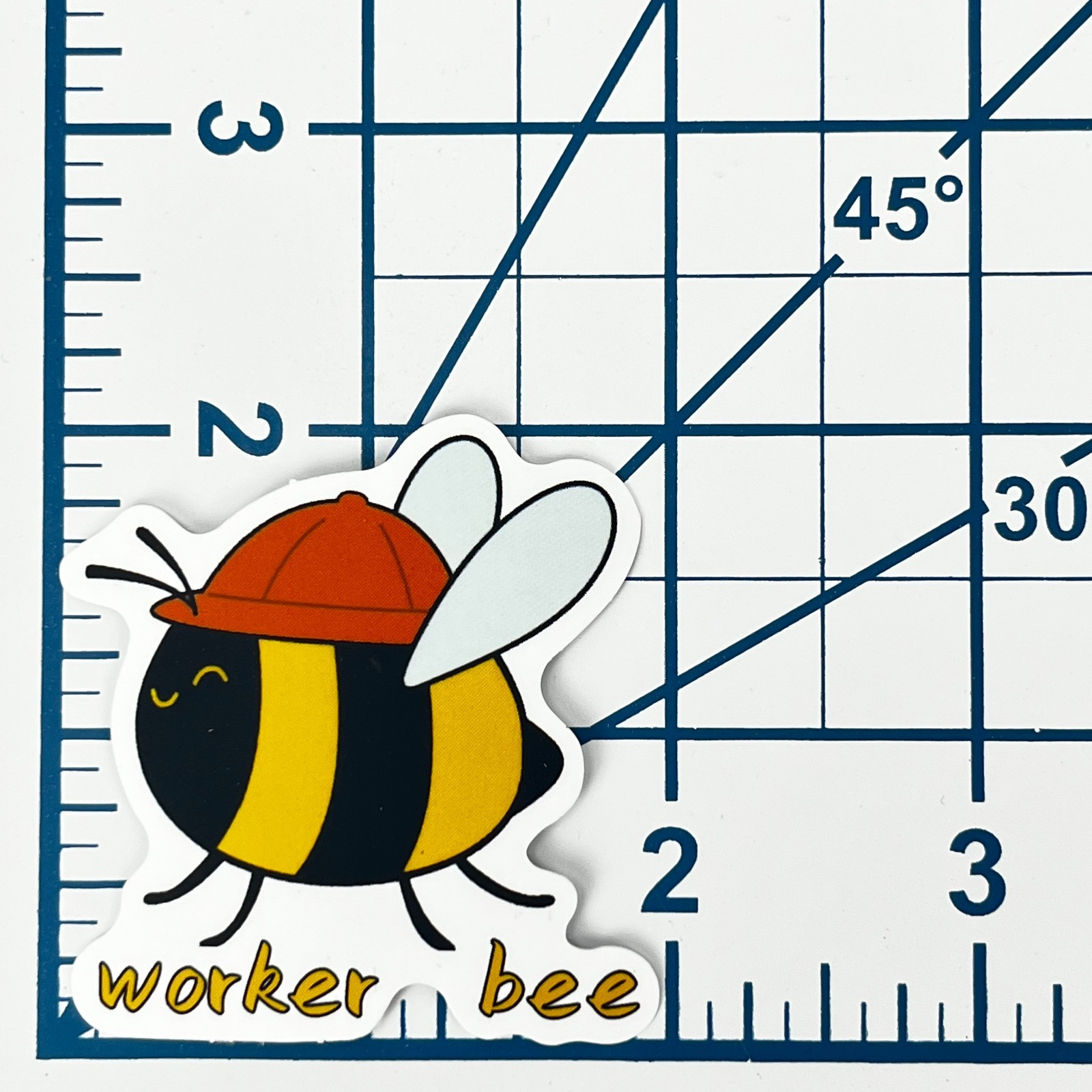 Worker Bee Vinyl Sticker Cute Cartoon Bumblebee Hard Hat Construction Laptop Art