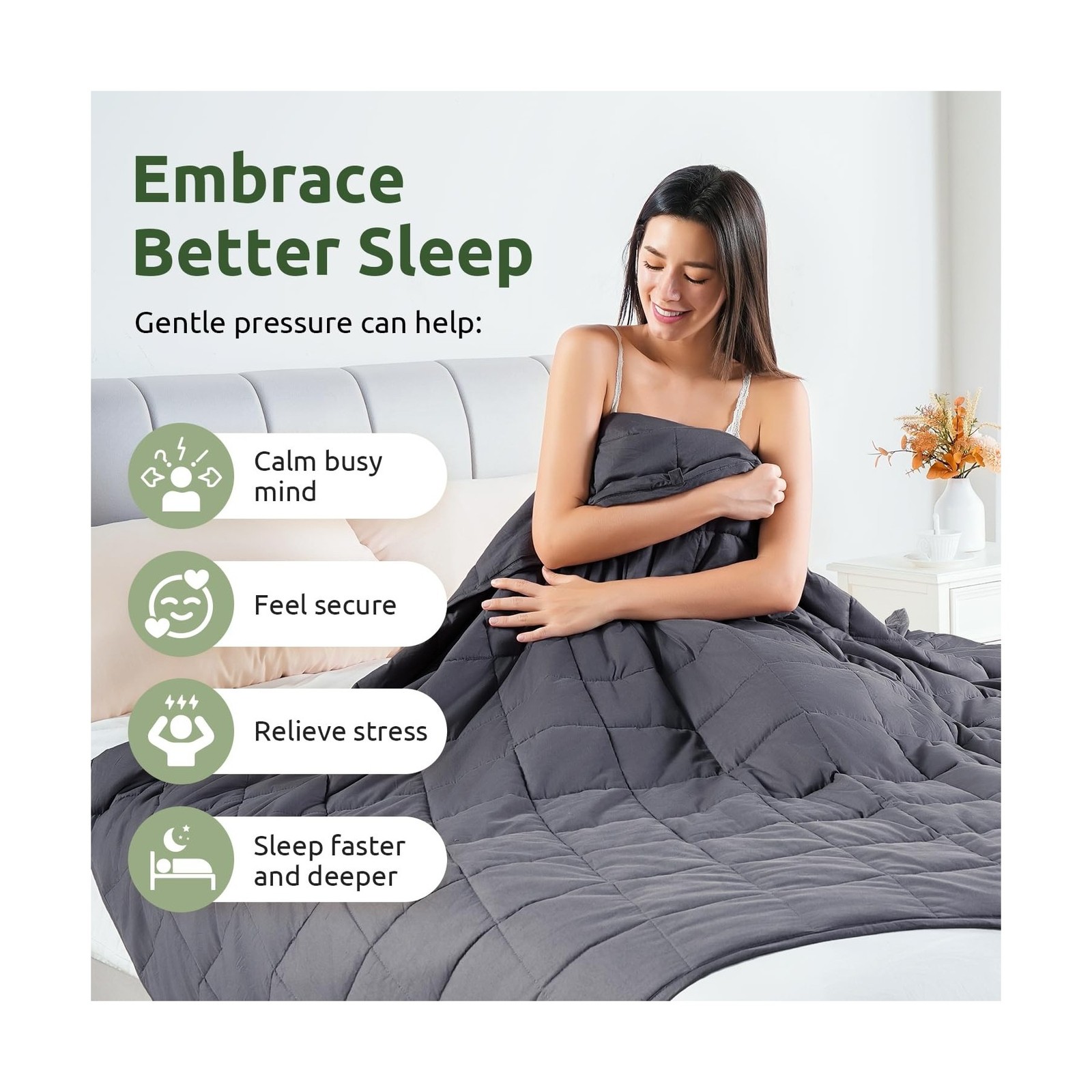 Sivio Weighted Blanket for Adults 100% Cotton, 60"x80" Queen Size 15 lbs, Coo…