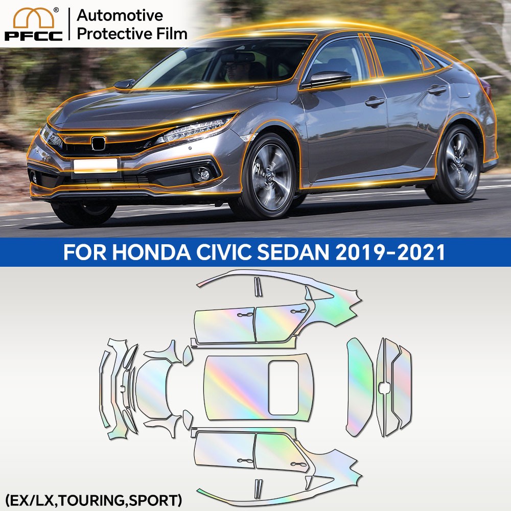 For Honda Civic Sedan 2019-2021 Precut PPF Kit Paint Protection Gloss Clear Film